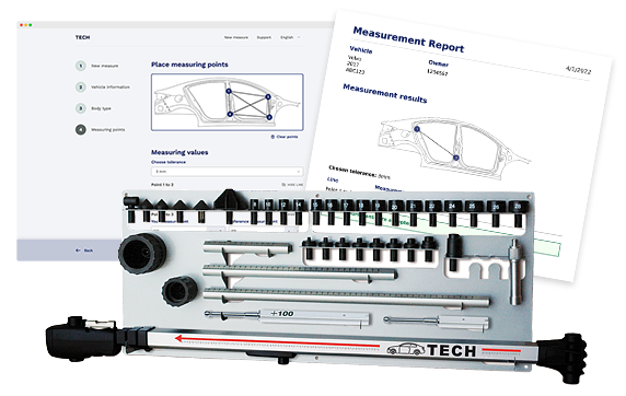 Tech D with accessories and screenshot of the software